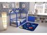 Кровать-домик Svogen с ящиками и бортиком синий