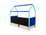 Кровать-домик мягкий Svogen с ящиками и бортиком мятно-синий