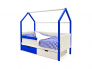 Кровать-домик мягкий Svogen с ящиками и бортиком сине-белый