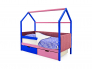 Кровать-домик мягкий Svogen с ящиками и бортиком синий-лаванда
