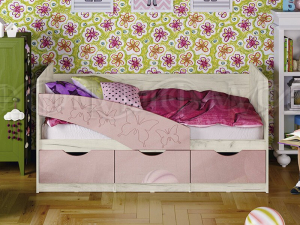 Кровать Бабочки 1800 Розовый металлик