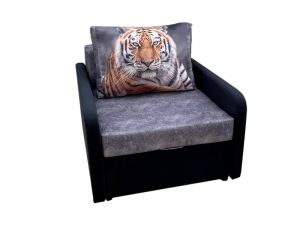 Кресло кровать Канзасик с подлокотниками тигр серый