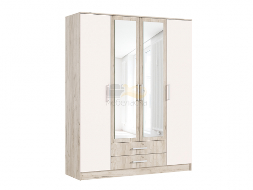 Шкаф для одежды 4-дверный Мартина Кашемир, Крафт серый