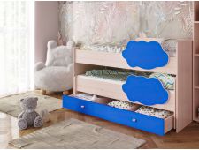 Кровать Соник с ящиком млечный дуб-синий